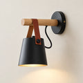 Applique murale noire en bois et métal avec abat-jour suspendu – vue principale