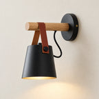 Applique murale noire en bois et métal avec abat-jour suspendu – vue principale