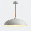 Suspension luminaire en aluminium gris et bois – vue principale