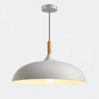 Suspension luminaire en aluminium gris et bois – vue principale