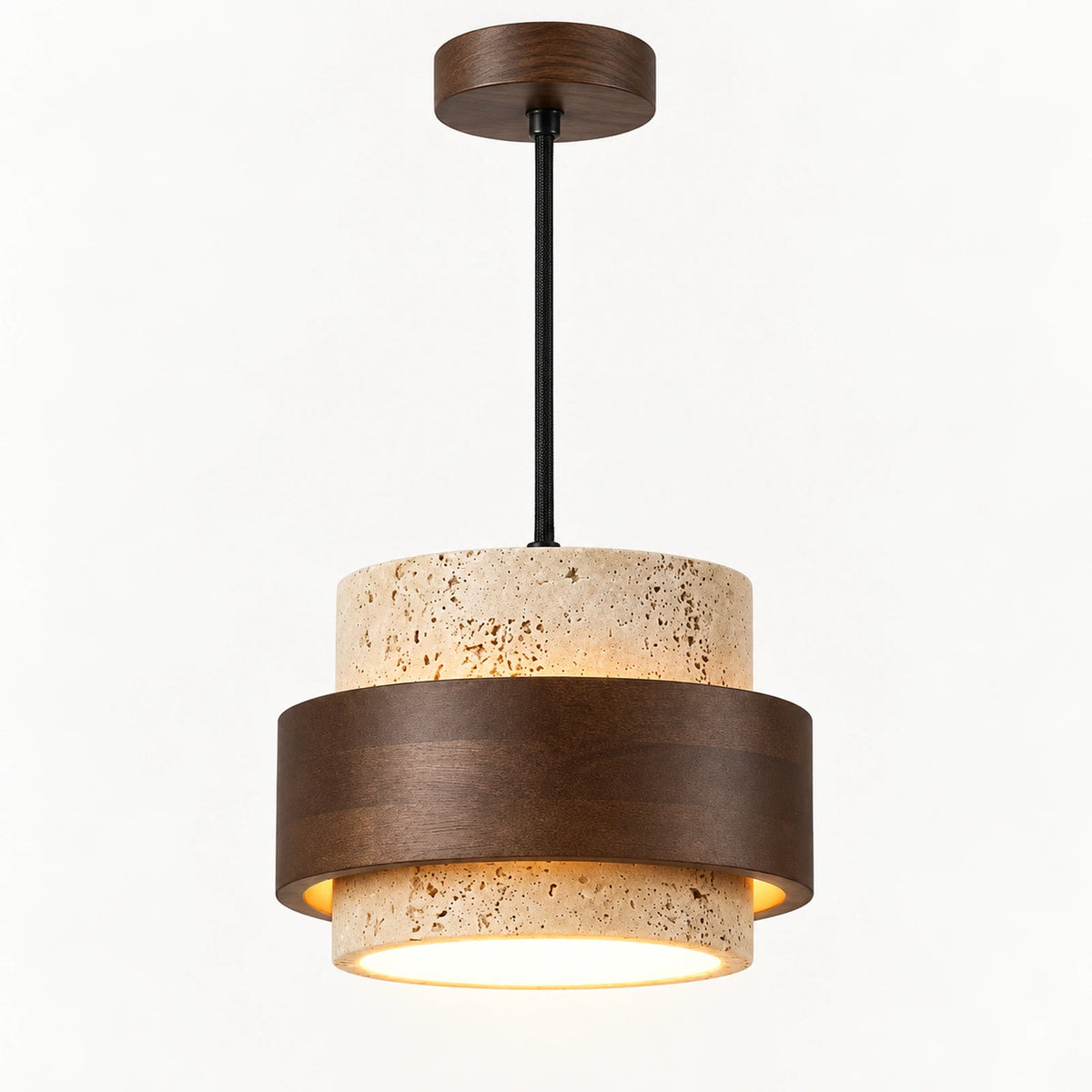 Suspension en pierre naturelle et bois brun – vue principale