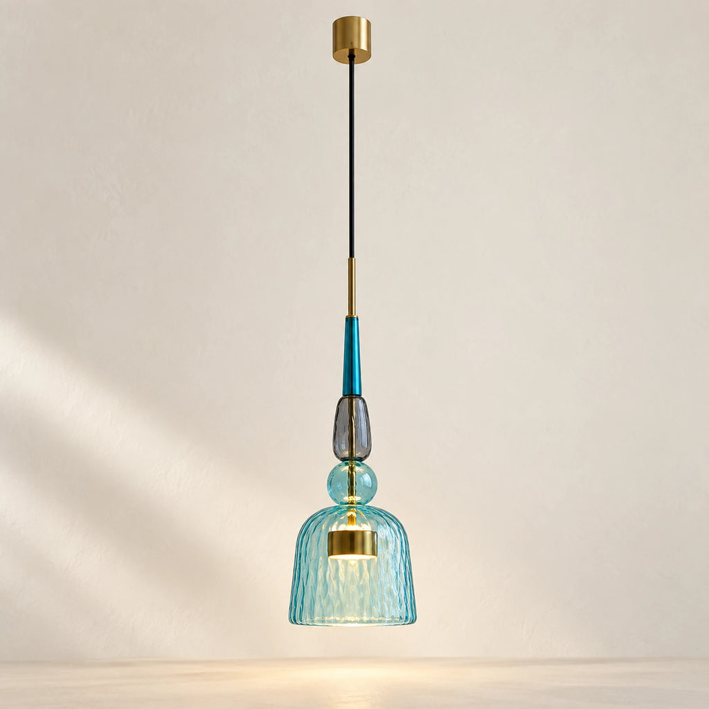Suspension LED en verre bleu, modèle A – vue principale