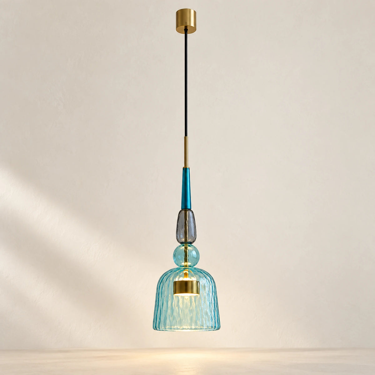 Suspension LED en verre bleu, modèle A – vue principale
