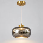Suspension verre gris fumé 15 cm lumière chaleureuse