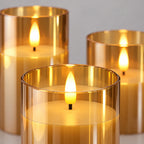 Flamme LED et finition doré ambré – détail