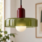 Suspension Bauhaus rouge bordeaux et vert thé – détail