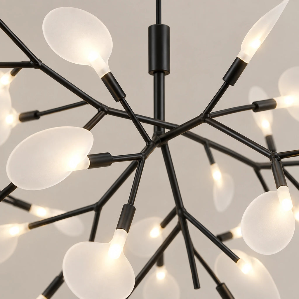 Branches et diffuseurs de la suspension LED arbre noire