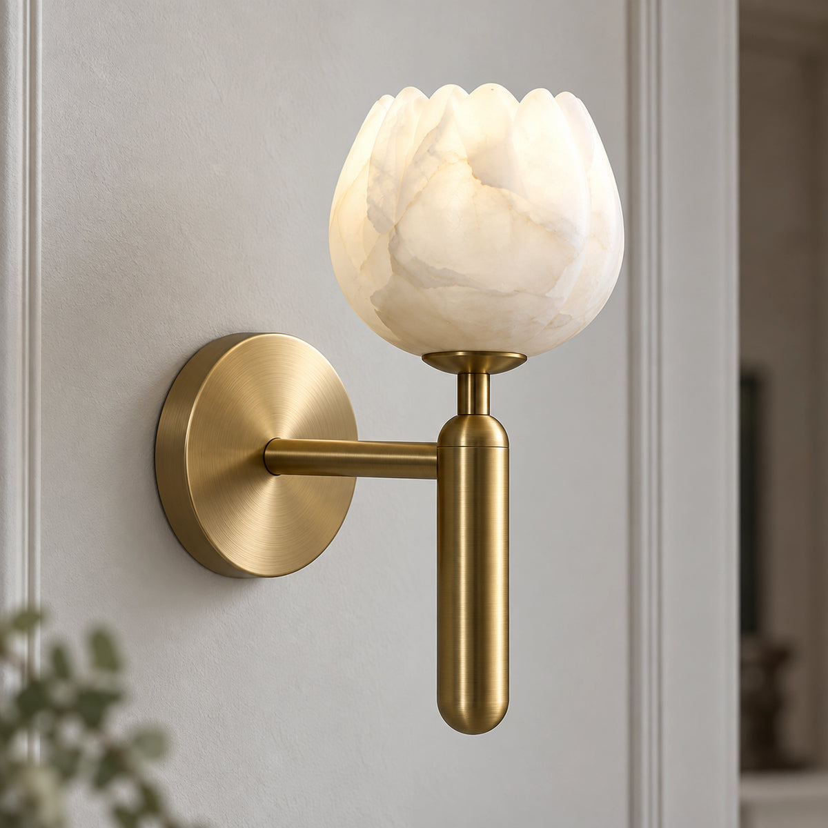 Détail de l’albâtre et du laiton lumière blanche