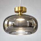 Détail suspension verre gris fumé 15 cm lumière blanche