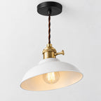 Suspension luminaire blanche compatible LED E27 – vue de côté