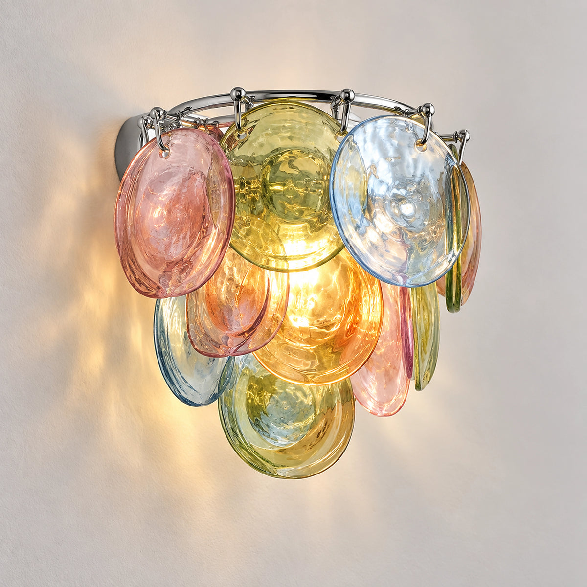 Applique murale pétales en verre multicolore