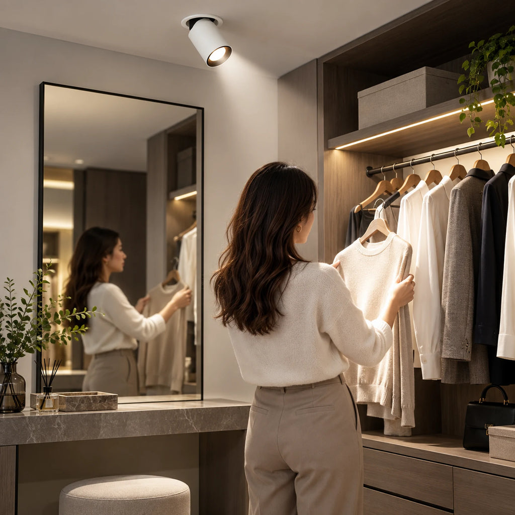Spot LED blanc à lumière blanche utilisé dans un dressing