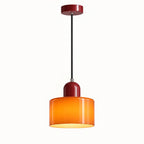 Suspension rétro en verre orange et métal bordeaux