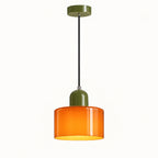 Suspension rétro en verre orange et métal vert