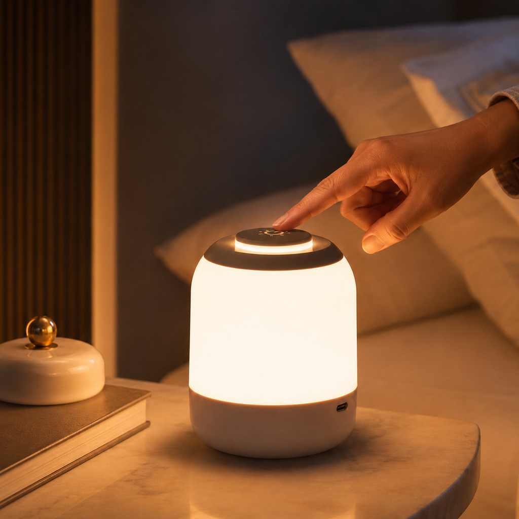 Commande tactile supérieure de la lampe de chevet rechargeable USB-C