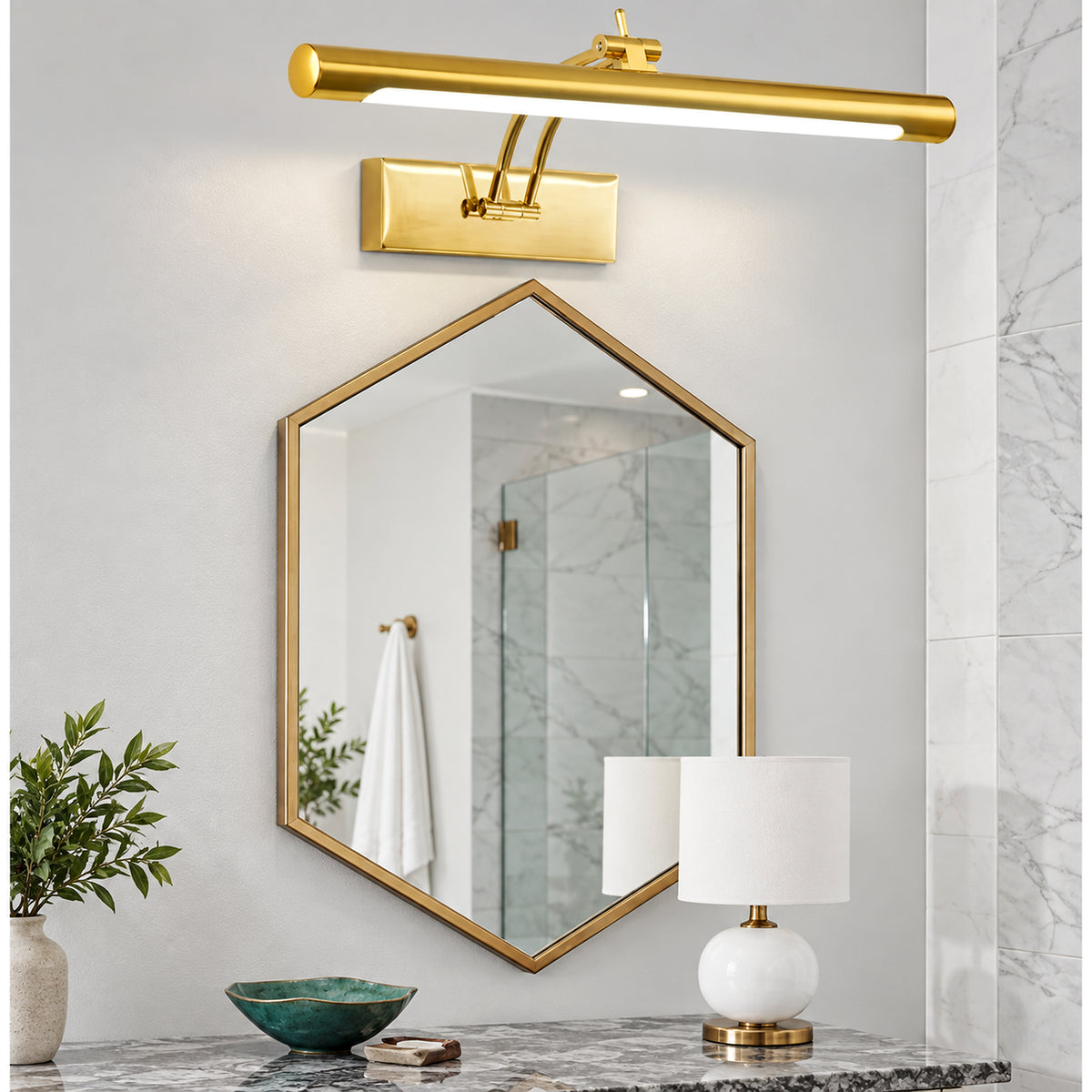 Applique murale LED linéaire doré, 43 cm