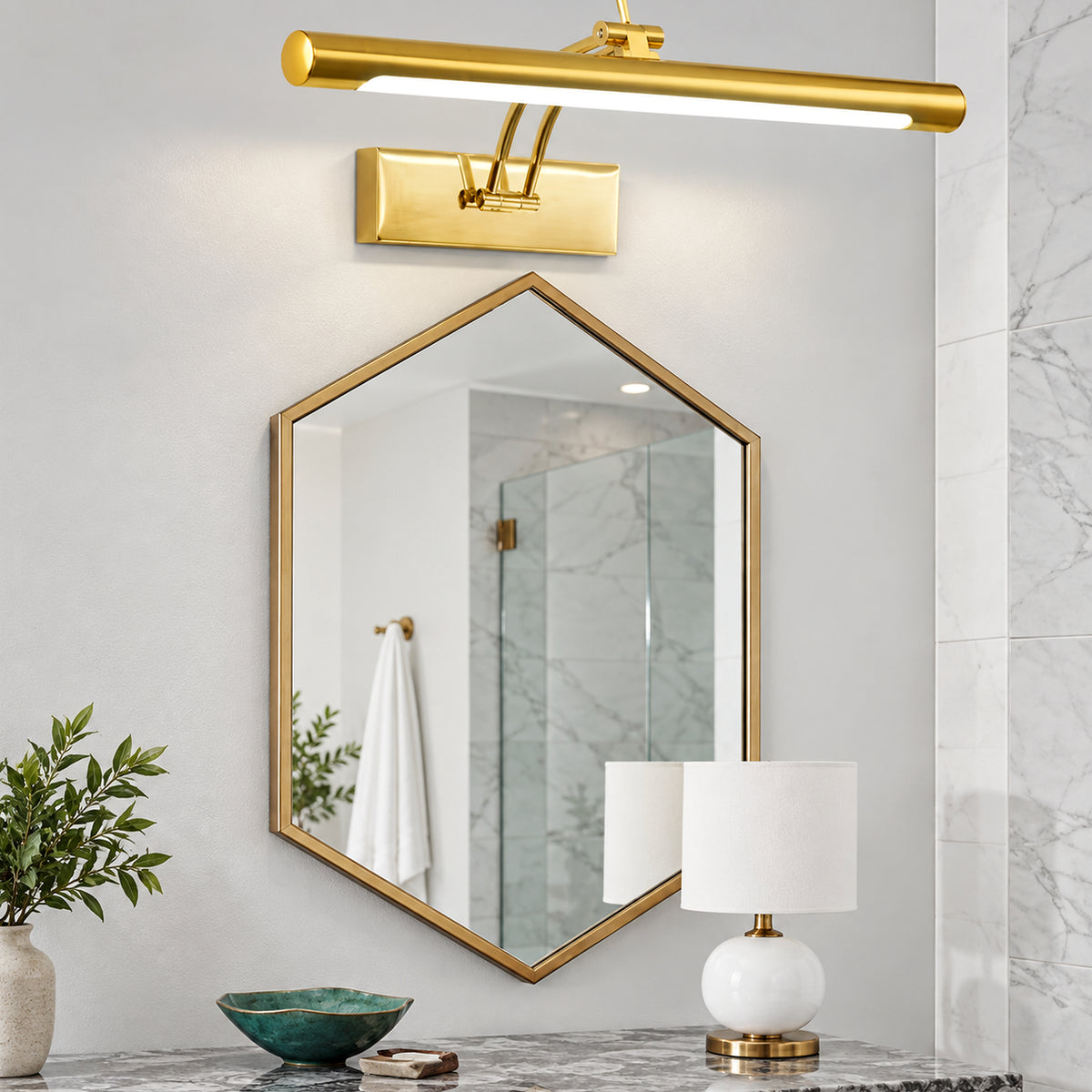Applique murale LED linéaire doré, 55 cm