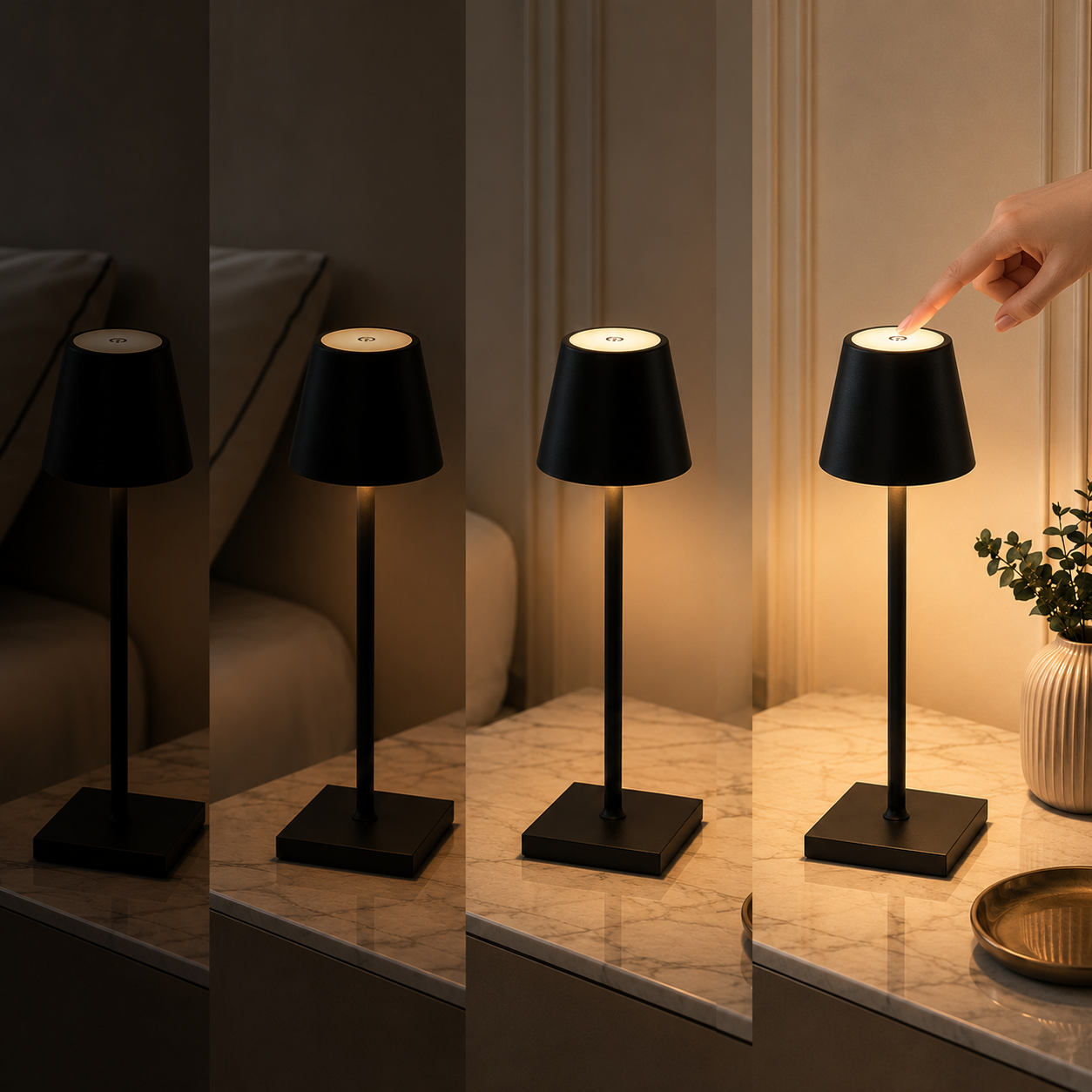 Niveaux d’intensité réglable de la lampe tactile LED noire