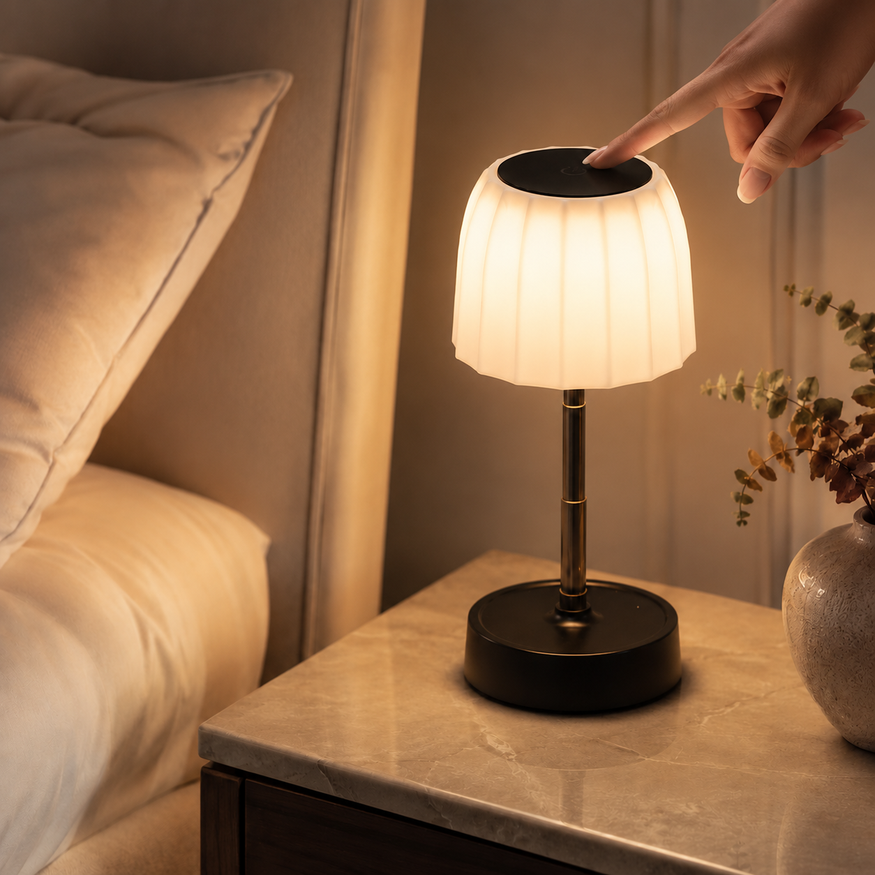 Réglage tactile de l’intensité lumineuse de la lampe de chevet