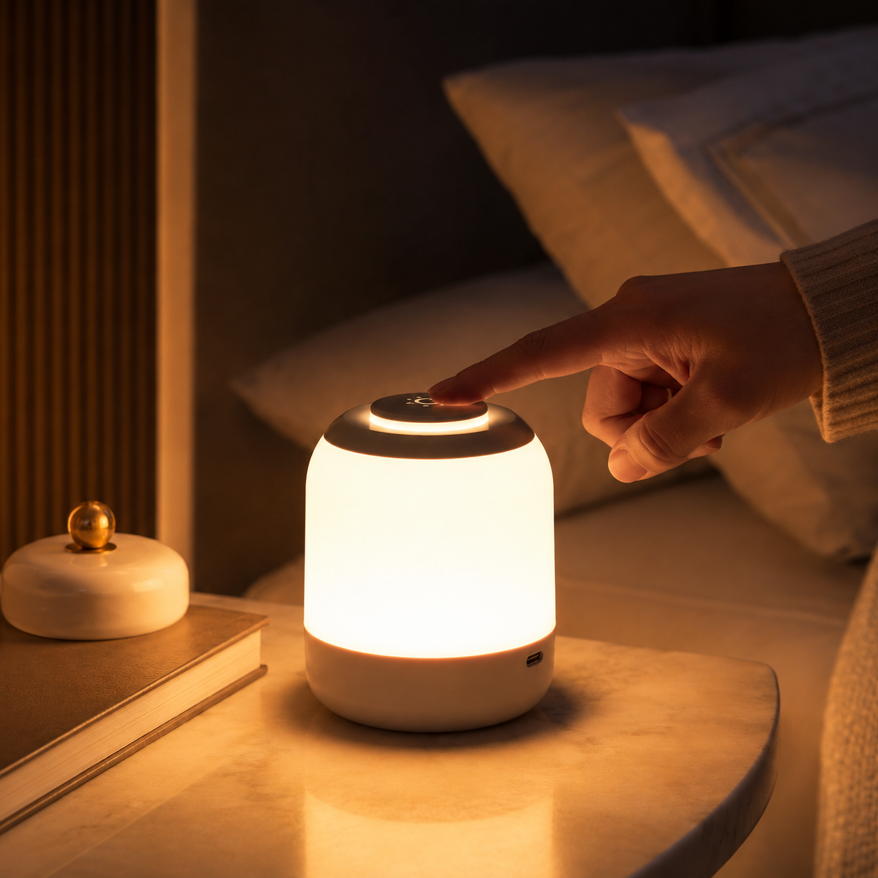 Réglage tactile de l’intensité lumineuse de la lampe rechargeable