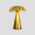 Lampe de chevet tactile champignon dorée en métal, abat-jour arrondi et pied évasé