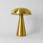 Lampe de chevet tactile champignon dorée vue de trois quarts