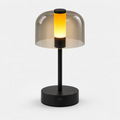 Lampe de chevet tactile noire à abat-jour dôme en acrylique fumé, vue de face