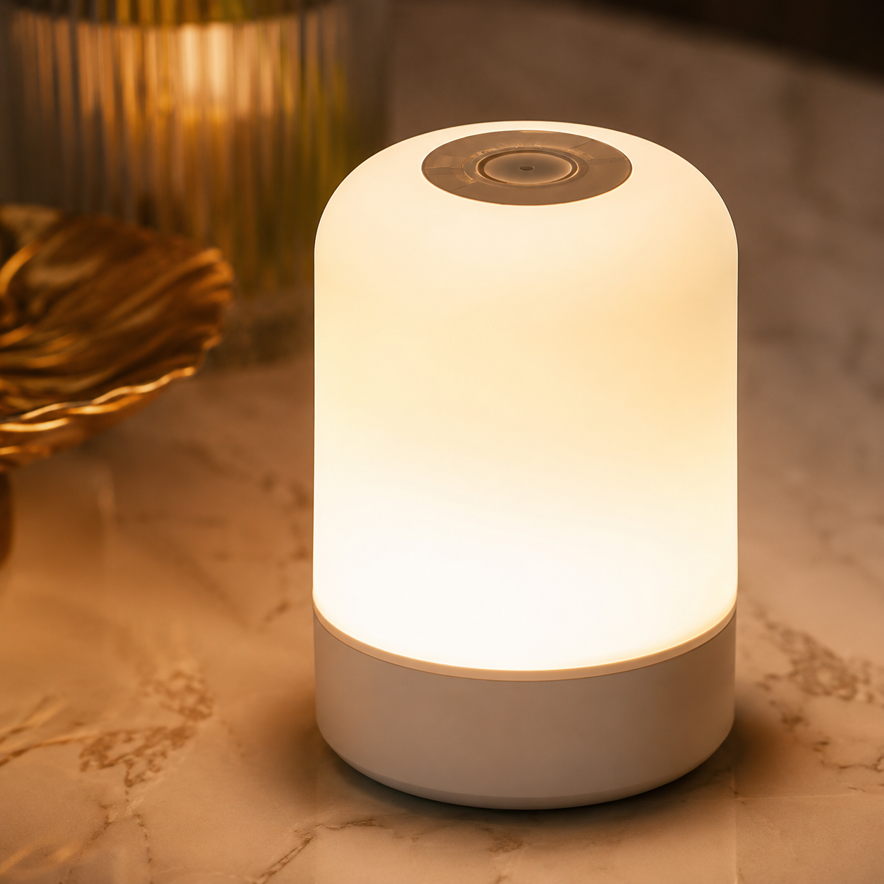 Lampe de chevet rechargeable cylindrique avec diffuseur lumineux à 360 degrés