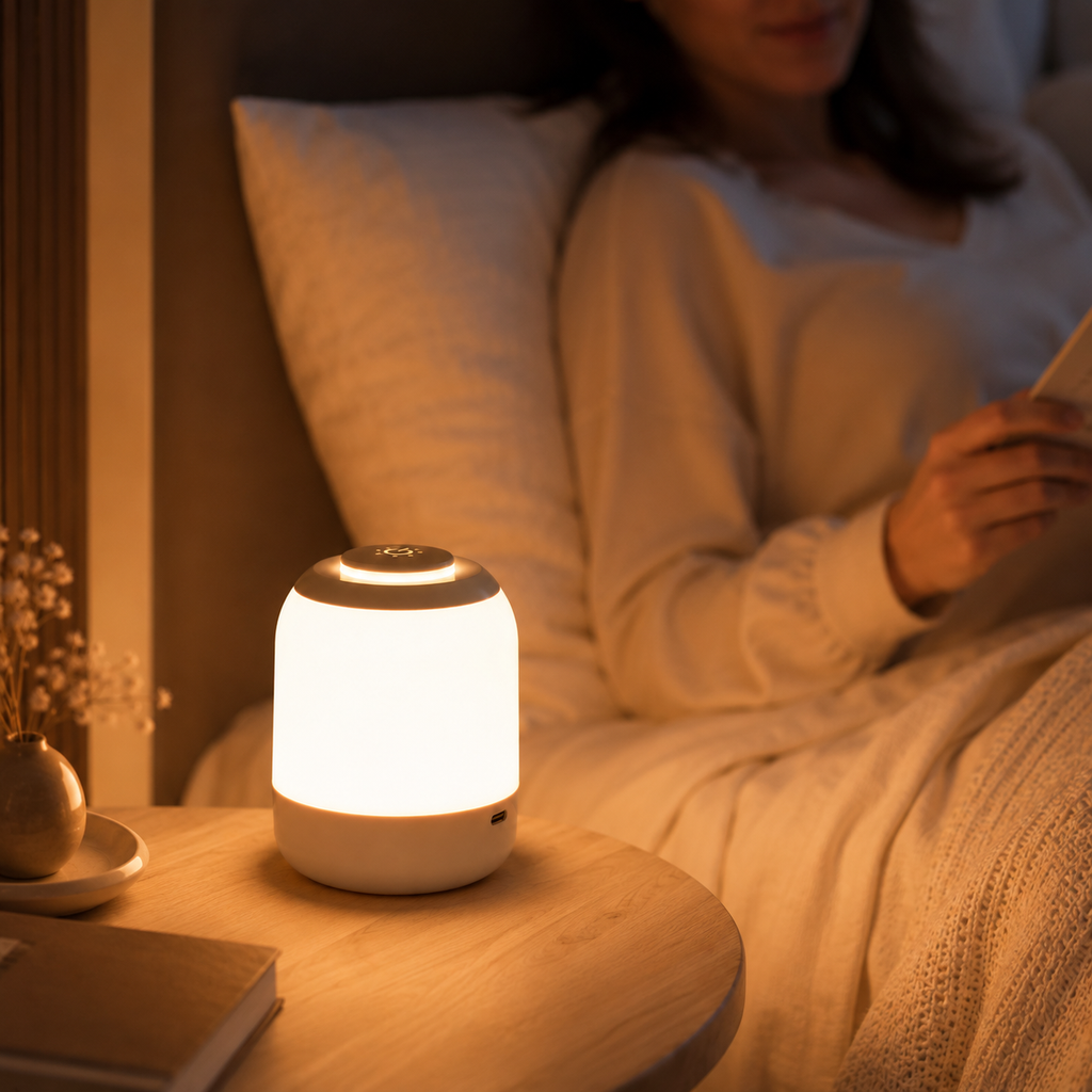 Lampe de chevet tactile sans fil utilisée pour lire au lit