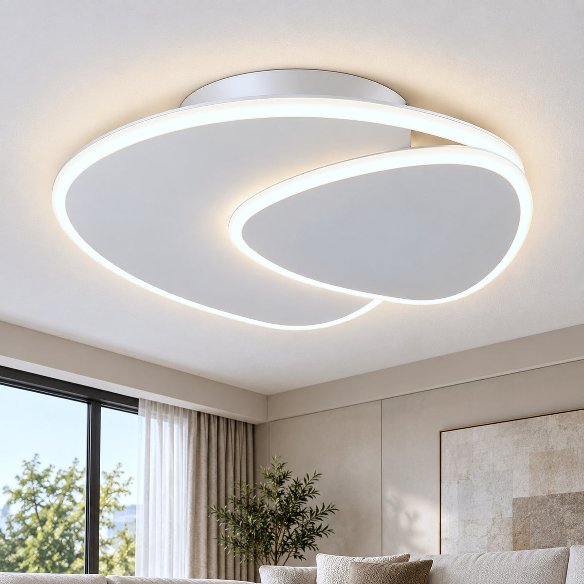 Plafonnier LED blanc rond 40 cm, lumière blanche