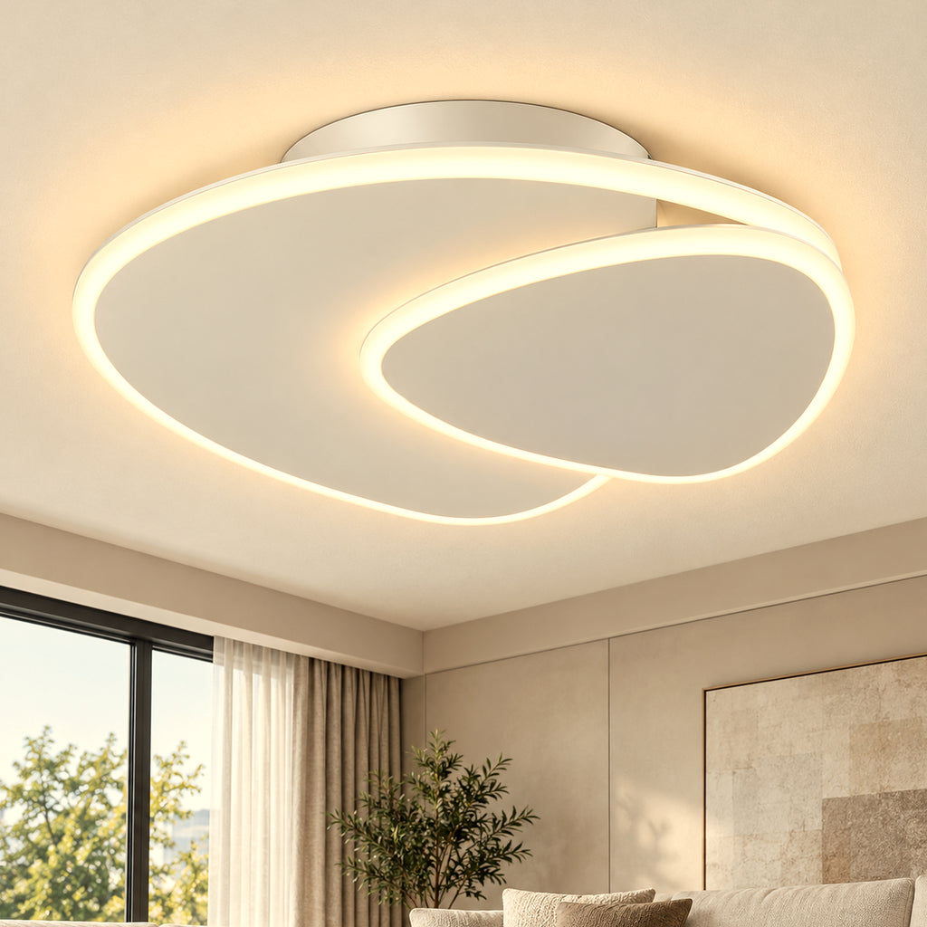 Plafonnier LED blanc rond 50 cm, lumière chaleureuse