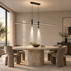 Suspension LED linéaire noire dans un intérieur contemporain